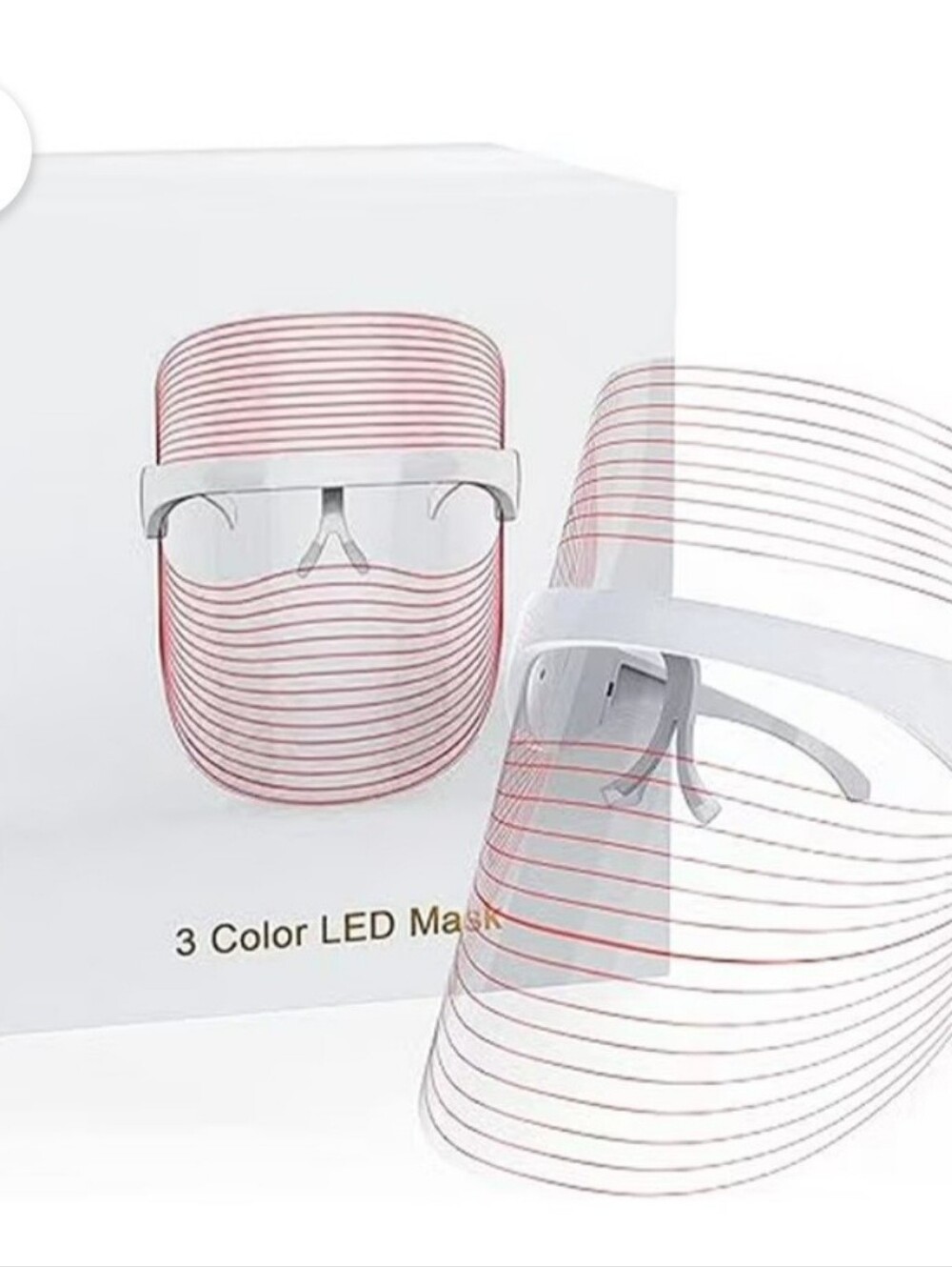 LED Face Mask with Clear Shield - White Frame